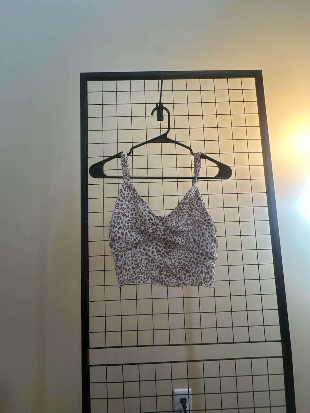 Papercrane Cheetah Print Smocked Cropped Tank Top
